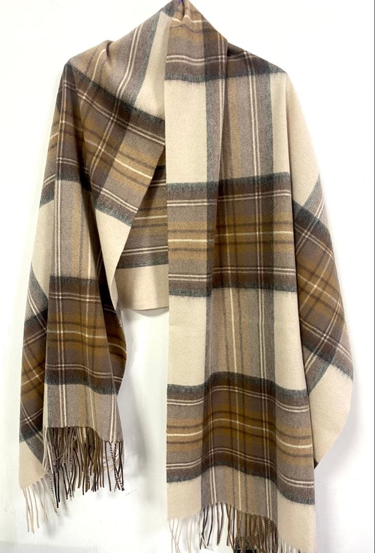 ジョンストンズ オブエルガン カシミヤ100％ 大判 ストール チェック