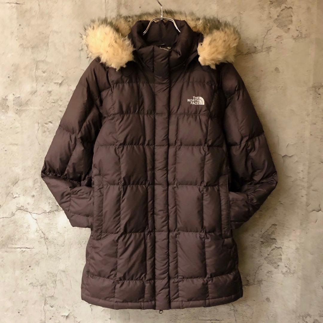 刺繍　ファー　レディースM ブラウン　ザノースフェイス　ダウンジャケット　550