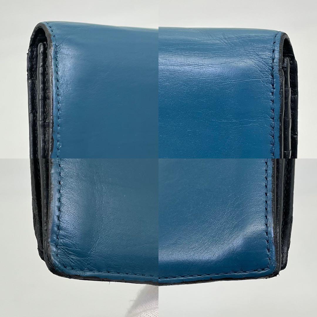 LOEWE 長財布 フラップウォレット アナグラム デカロゴ ネイビー レザー