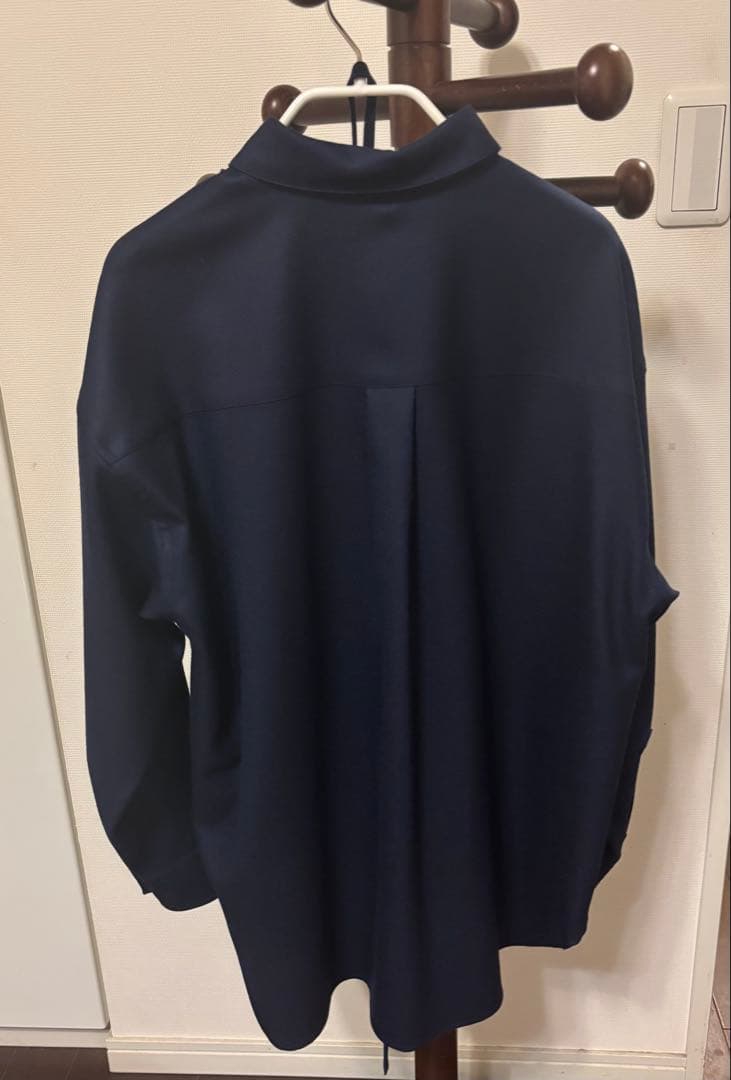 ebure ウールサキソニー リボンタイシャツ 38 ネイビー