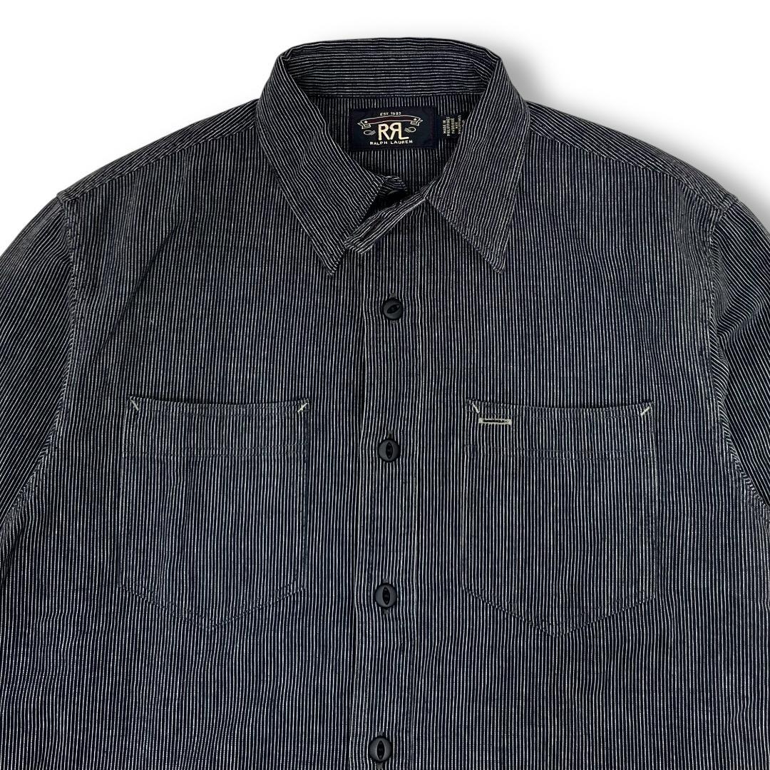RRL Black Pinstriped Work Shirt ストライプシャツ