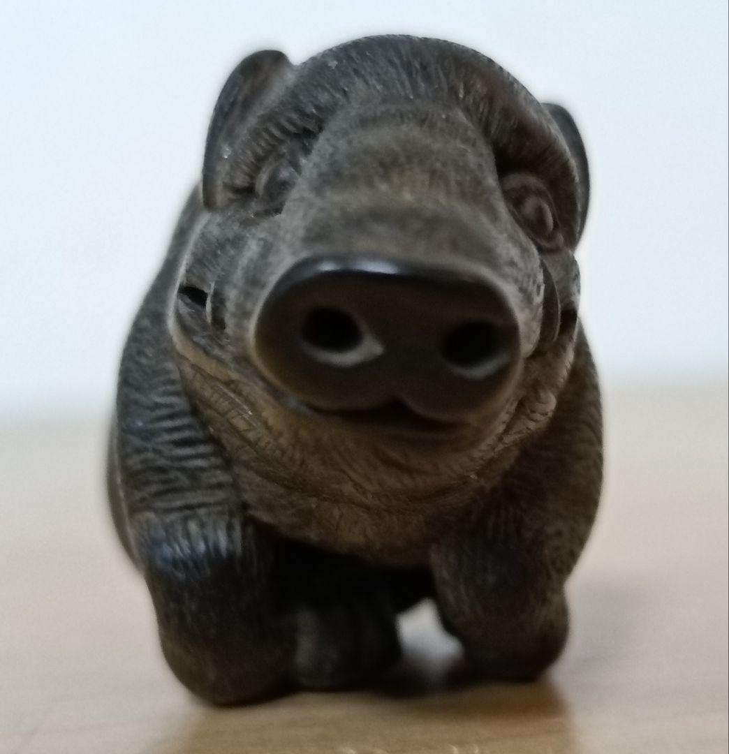 猪木彫根付　柘植根付　時代物　江戸時代　古根付