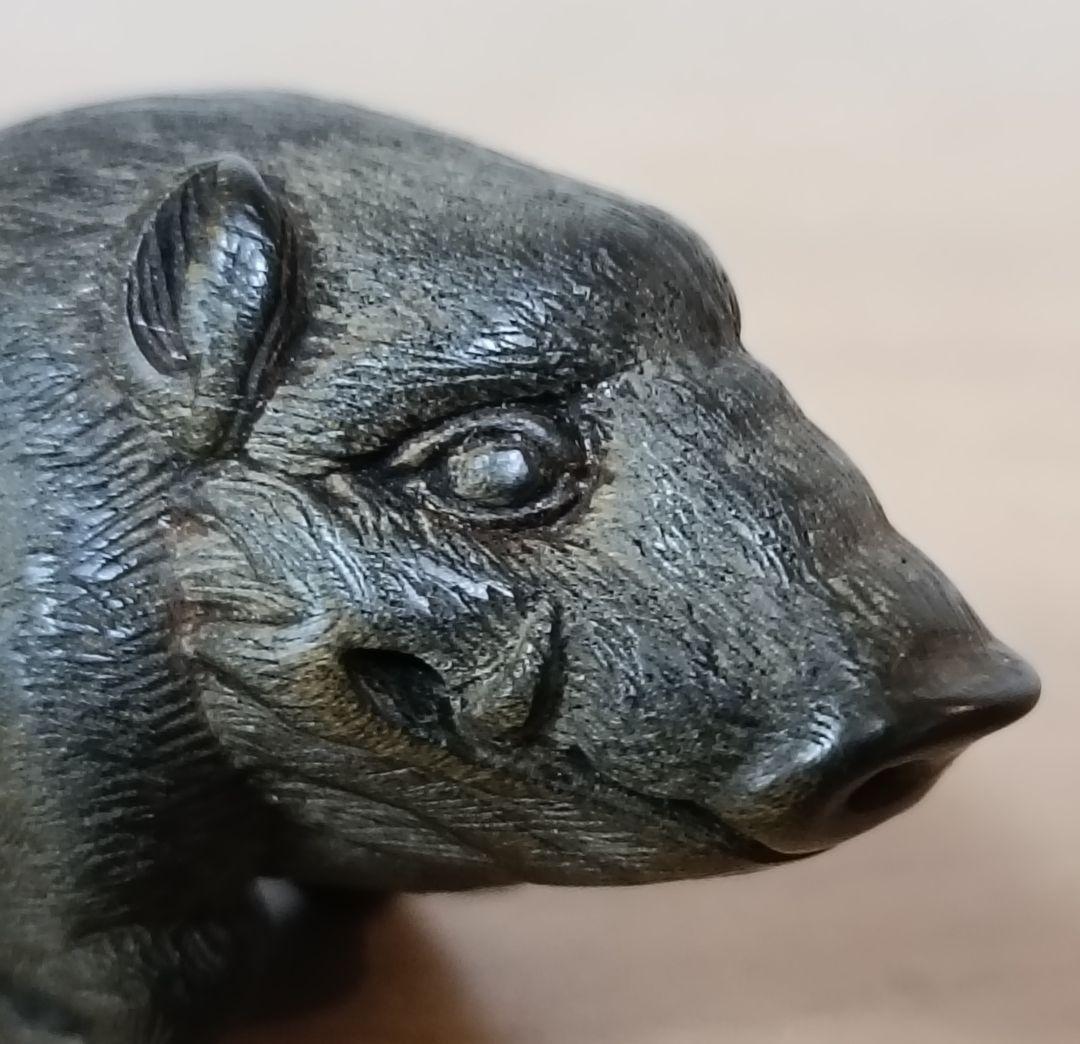 猪木彫根付　柘植根付　時代物　江戸時代　古根付