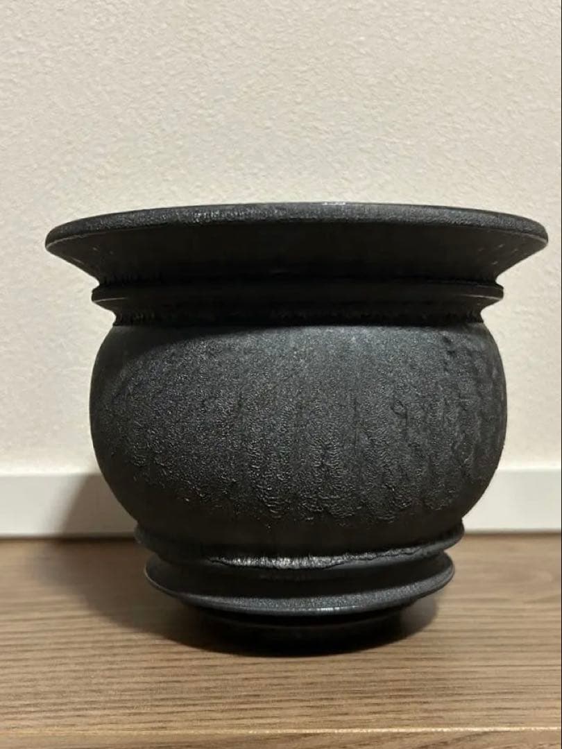 山中勇人 作家鉢 新品未使用 陶器 植木鉢 y鉢 エールグリーン 大鉢 鉄球