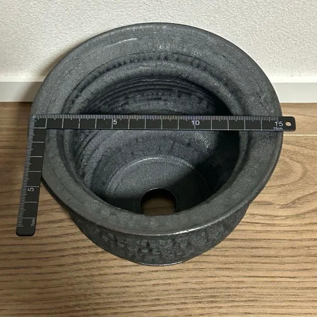 山中勇人 作家鉢 新品未使用 陶器 植木鉢 y鉢 エールグリーン 大鉢 鉄球