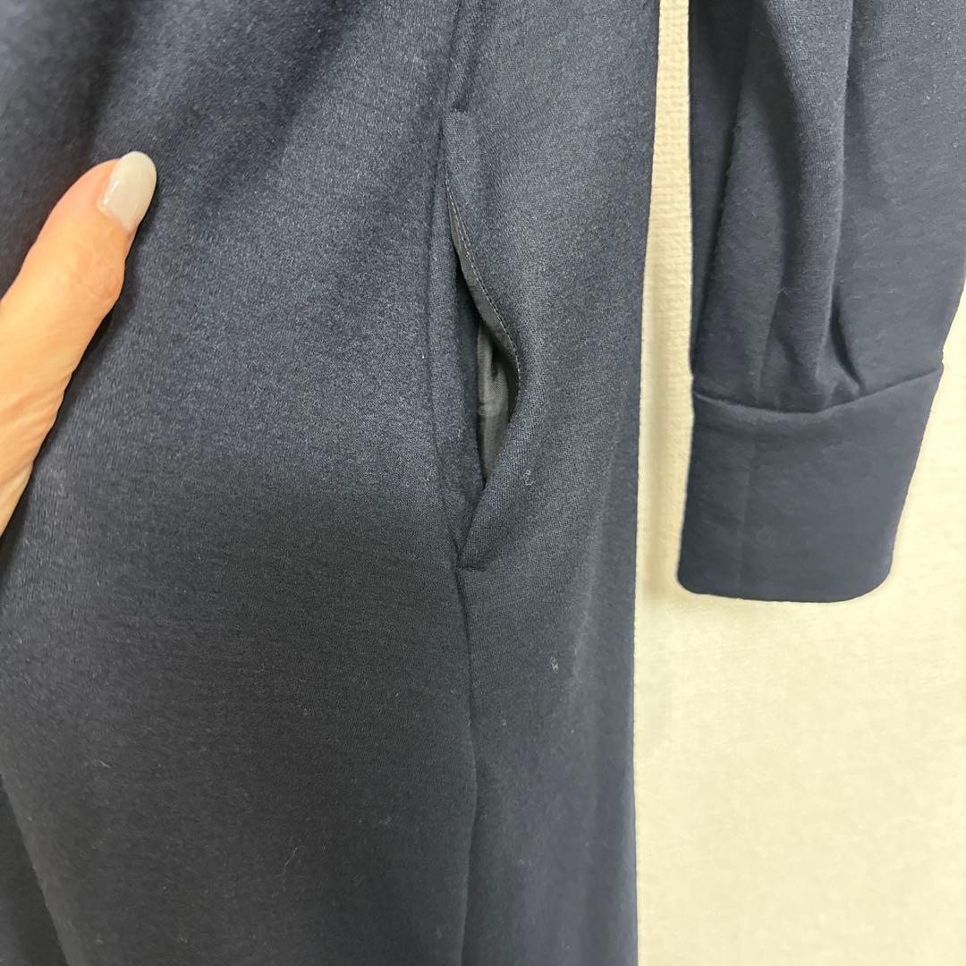 エブールebureソフトウールスムースカットソーワンピースネイビー36