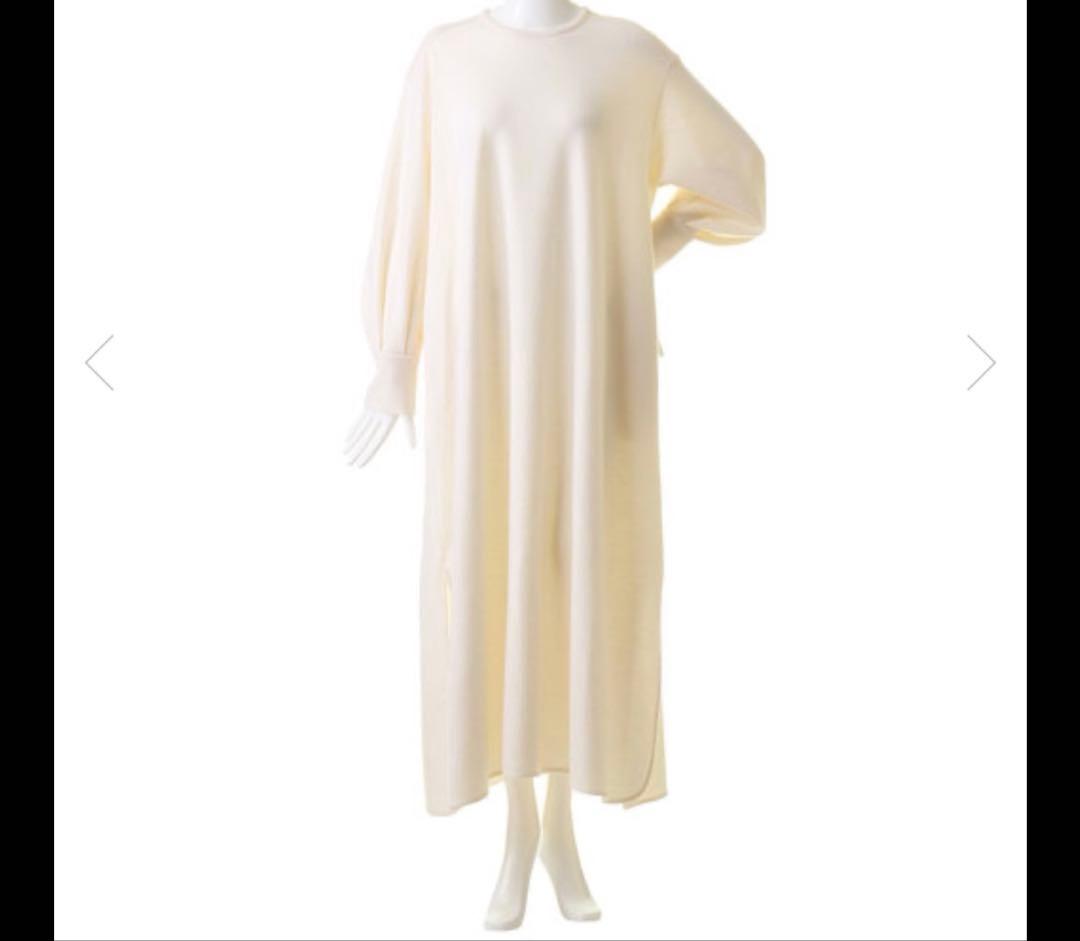 エブールebureソフトウールスムースカットソーワンピースネイビー36