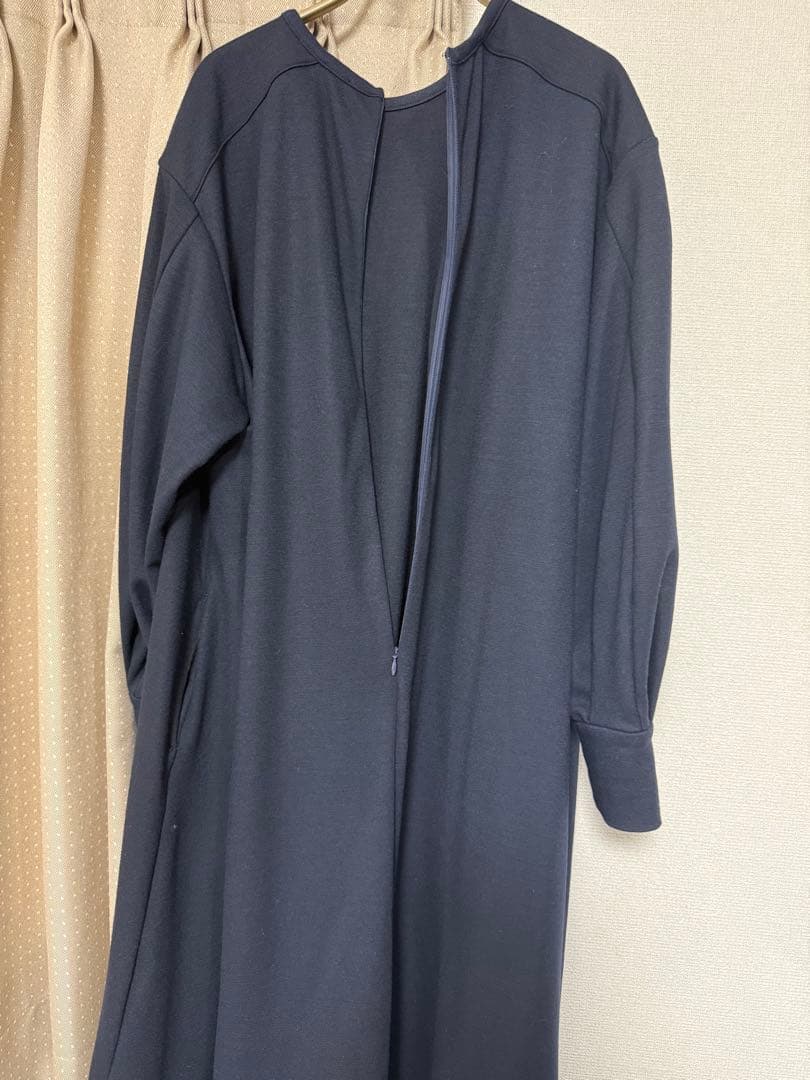 エブールebureソフトウールスムースカットソーワンピースネイビー36