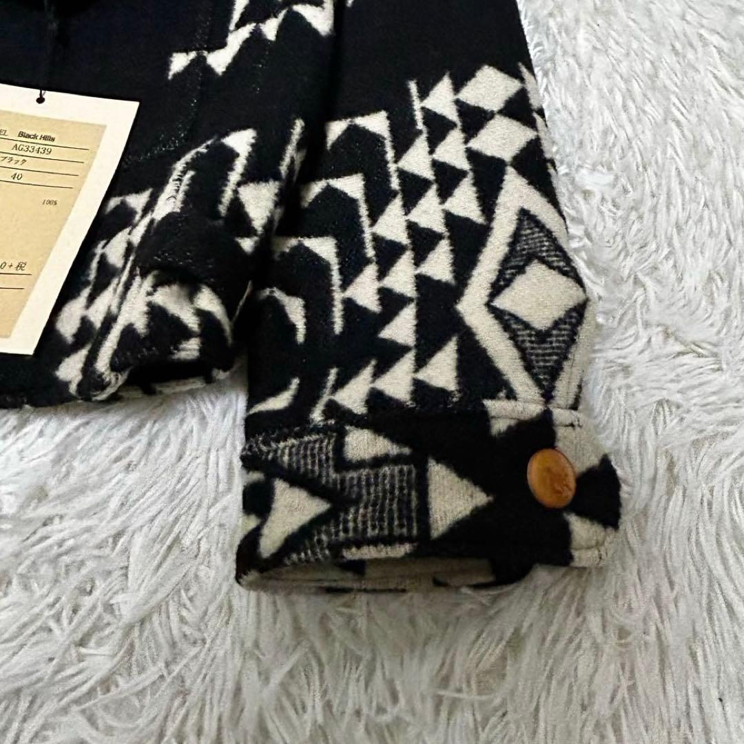 新品未使用タグ付き　JERADO インディアン柄　ウールジャケット　L 白黒