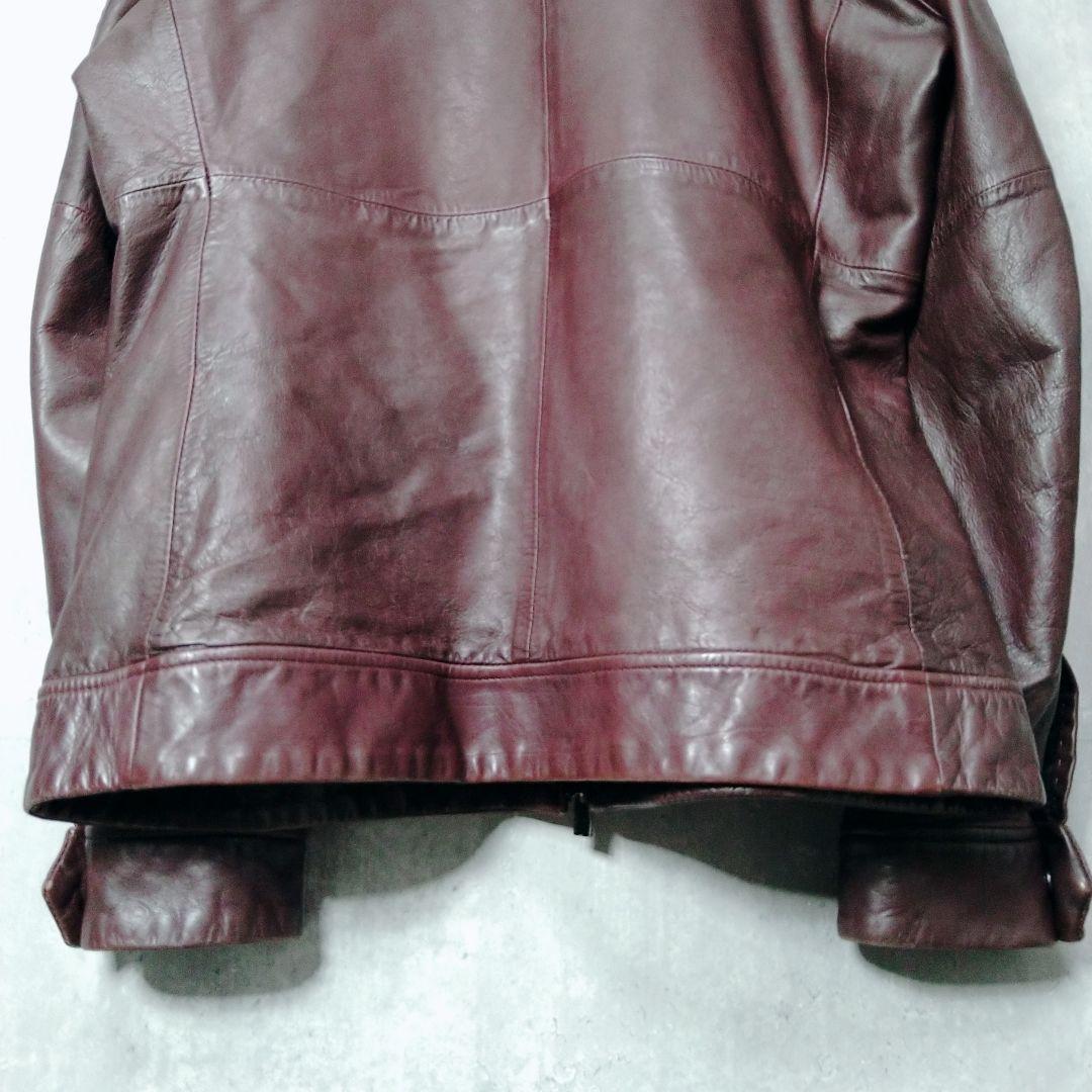 ムッシュニコル バーガンディ 羊革 50 レザー シングルライダースジャケット