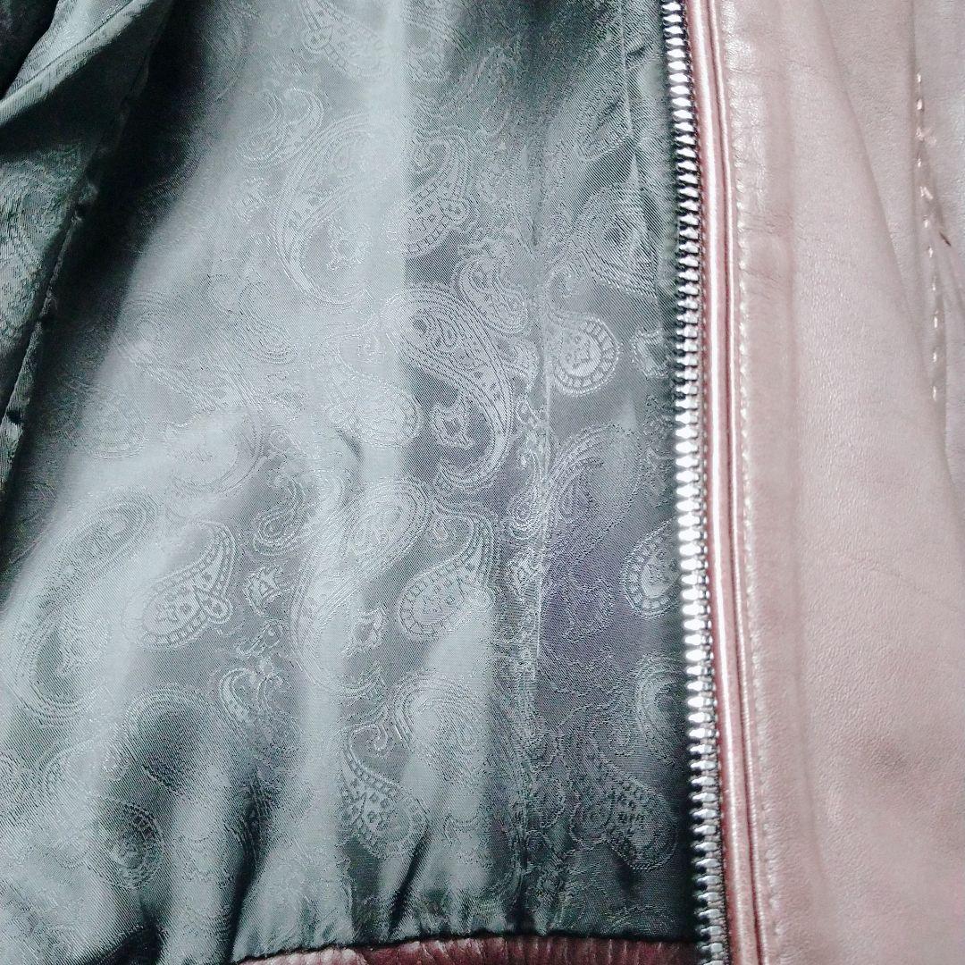 ムッシュニコル バーガンディ 羊革 50 レザー シングルライダースジャケット