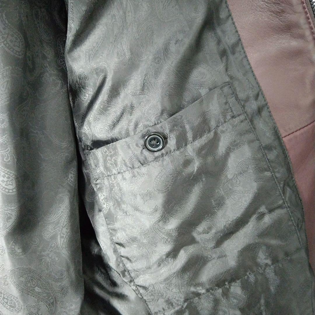 ムッシュニコル バーガンディ 羊革 50 レザー シングルライダースジャケット