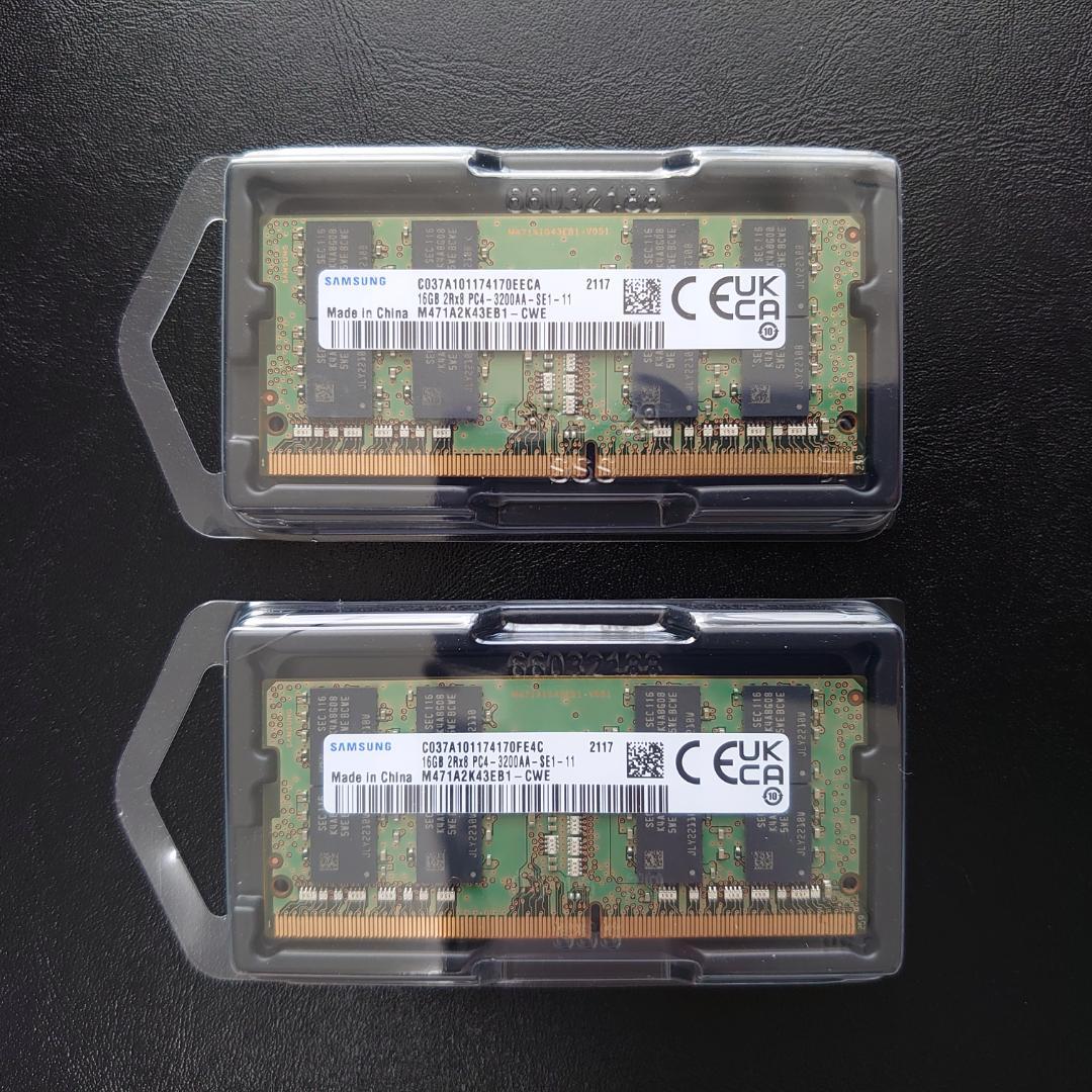 SAMSUNG 32GB(16GB×2枚) PC4-3200 ノートPC用メモリ