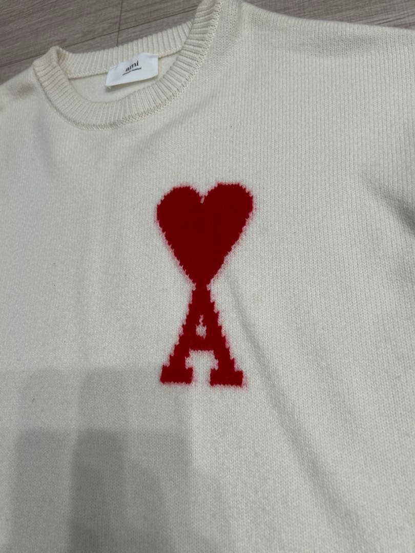 【芸能人着用】AMI PARIS アミパリス ロゴニット セーター ホワイト M