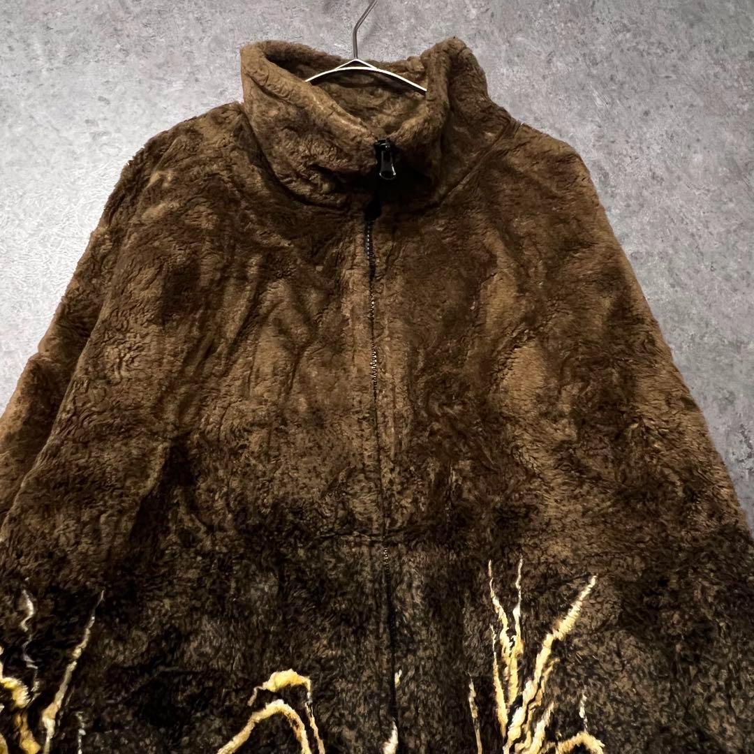 ☆US古着☆【子犬 アニマル柄 ボアフリース ジャケット】メンズ2XL程