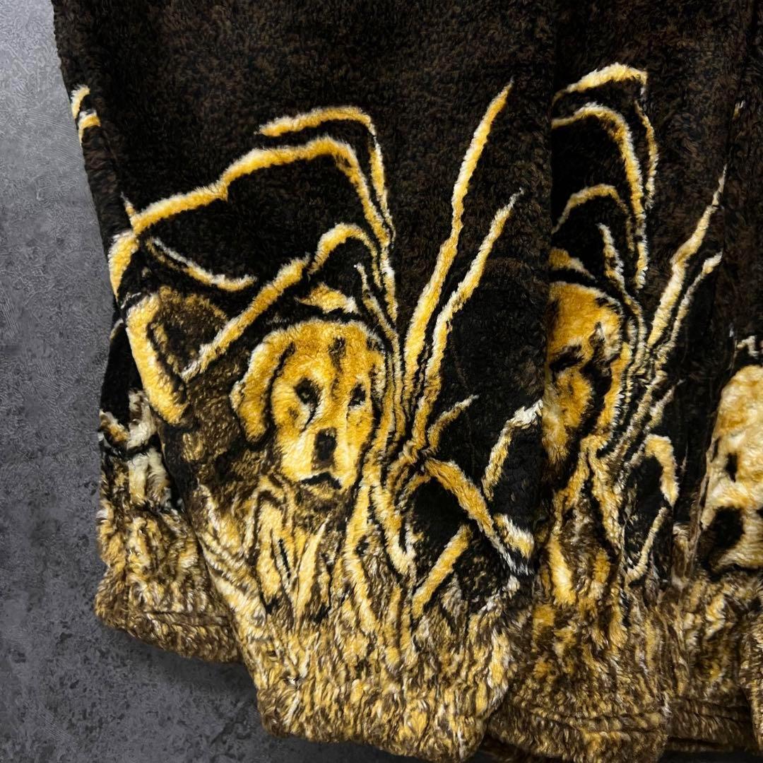 ☆US古着☆【子犬 アニマル柄 ボアフリース ジャケット】メンズ2XL程