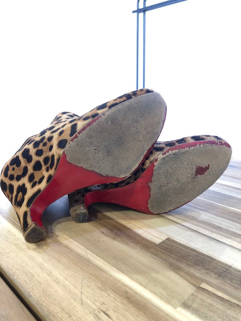 Christian Louboutin ヒョウ柄 ハラコ ブーティ レオパード