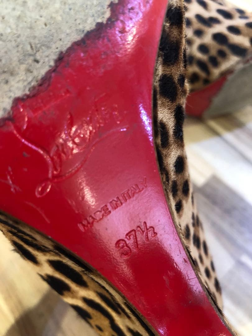 Christian Louboutin ヒョウ柄 ハラコ ブーティ レオパード