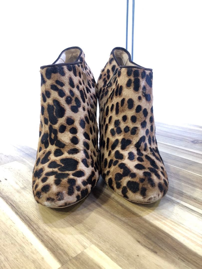 Christian Louboutin ヒョウ柄 ハラコ ブーティ レオパード