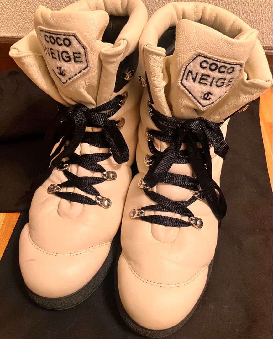 CHANEL ココネージュ　ラムレザー　レースアップシューズ　38