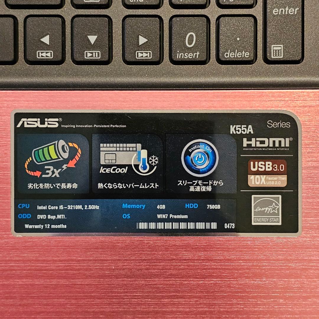 ASUS K55A ノートPC お子さんのYouTube視聴などに！