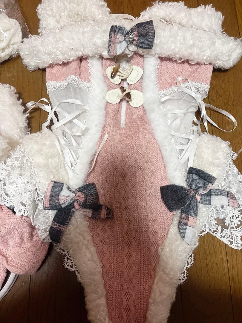 Malymoon/マリームーン メルトニットバニー ピンク×ホワイト