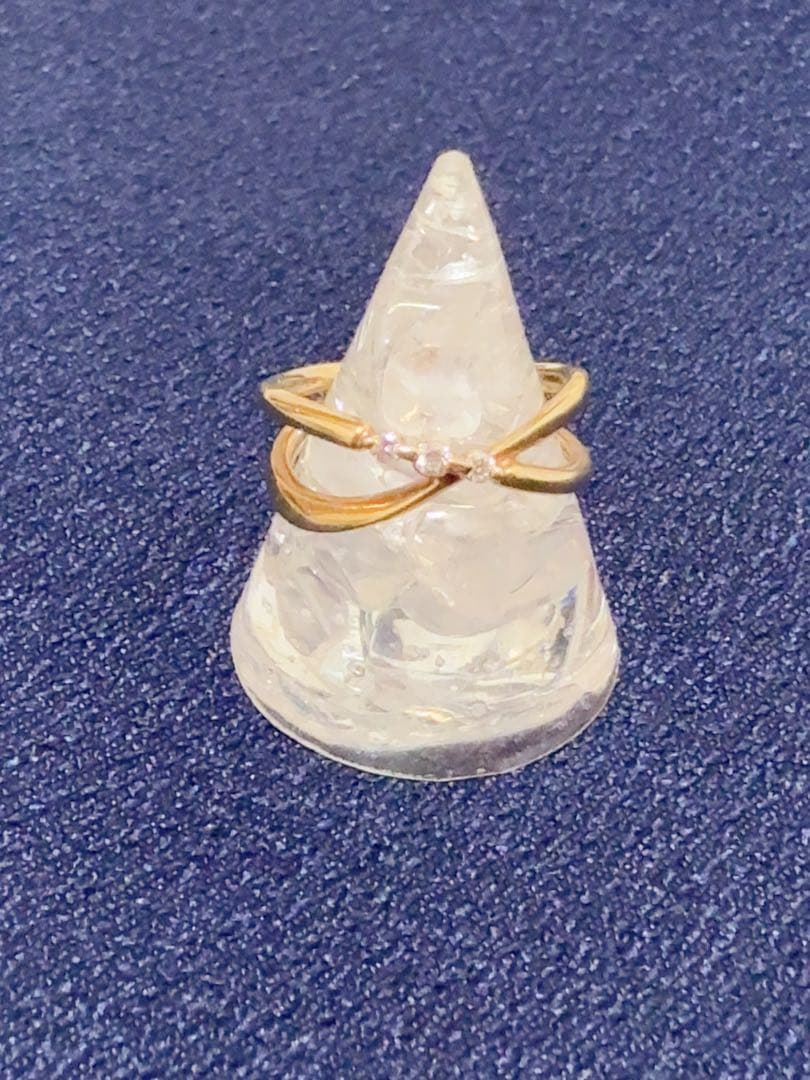 K18 ダイヤモンド0.05ct デザインリング 4°C ゴールド 18金 3石