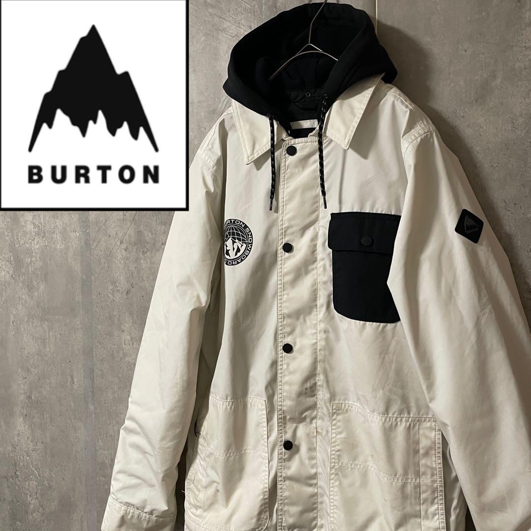 Burtonバートンスキーウェアスノーボードジャケットフード白ホワイト黒ブラック