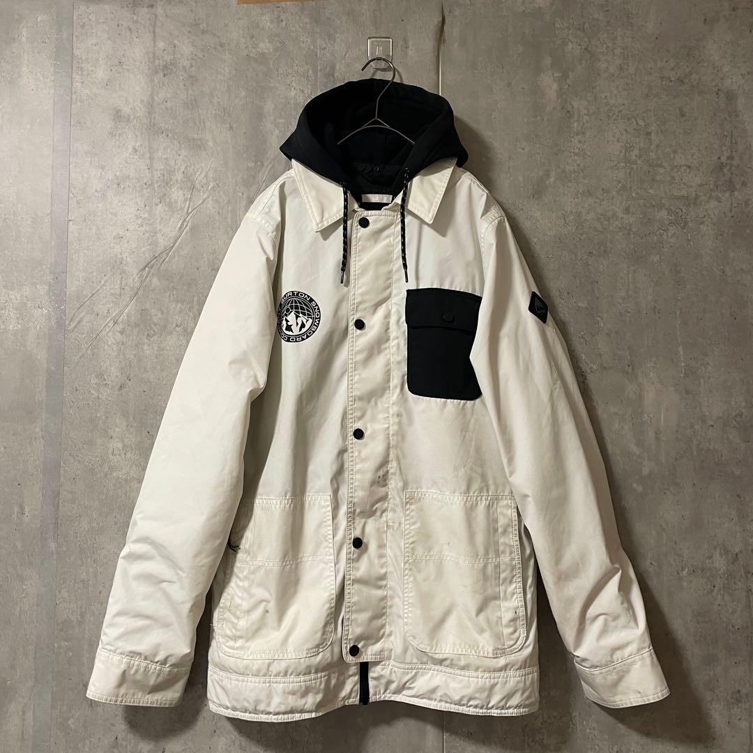 Burtonバートンスキーウェアスノーボードジャケットフード白ホワイト黒ブラック