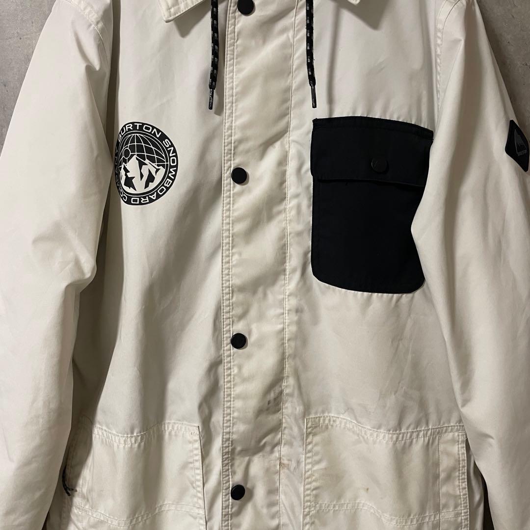 Burtonバートンスキーウェアスノーボードジャケットフード白ホワイト黒ブラック