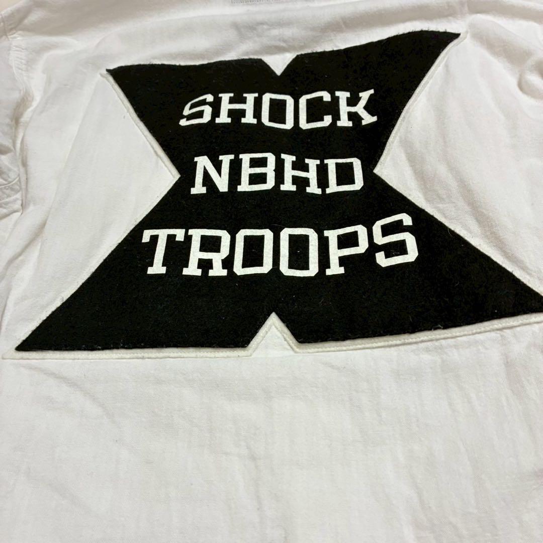 ネイバーフッド　シャンブレーシャツ　ワッペン　アップリケ　両面ロゴ　白　L