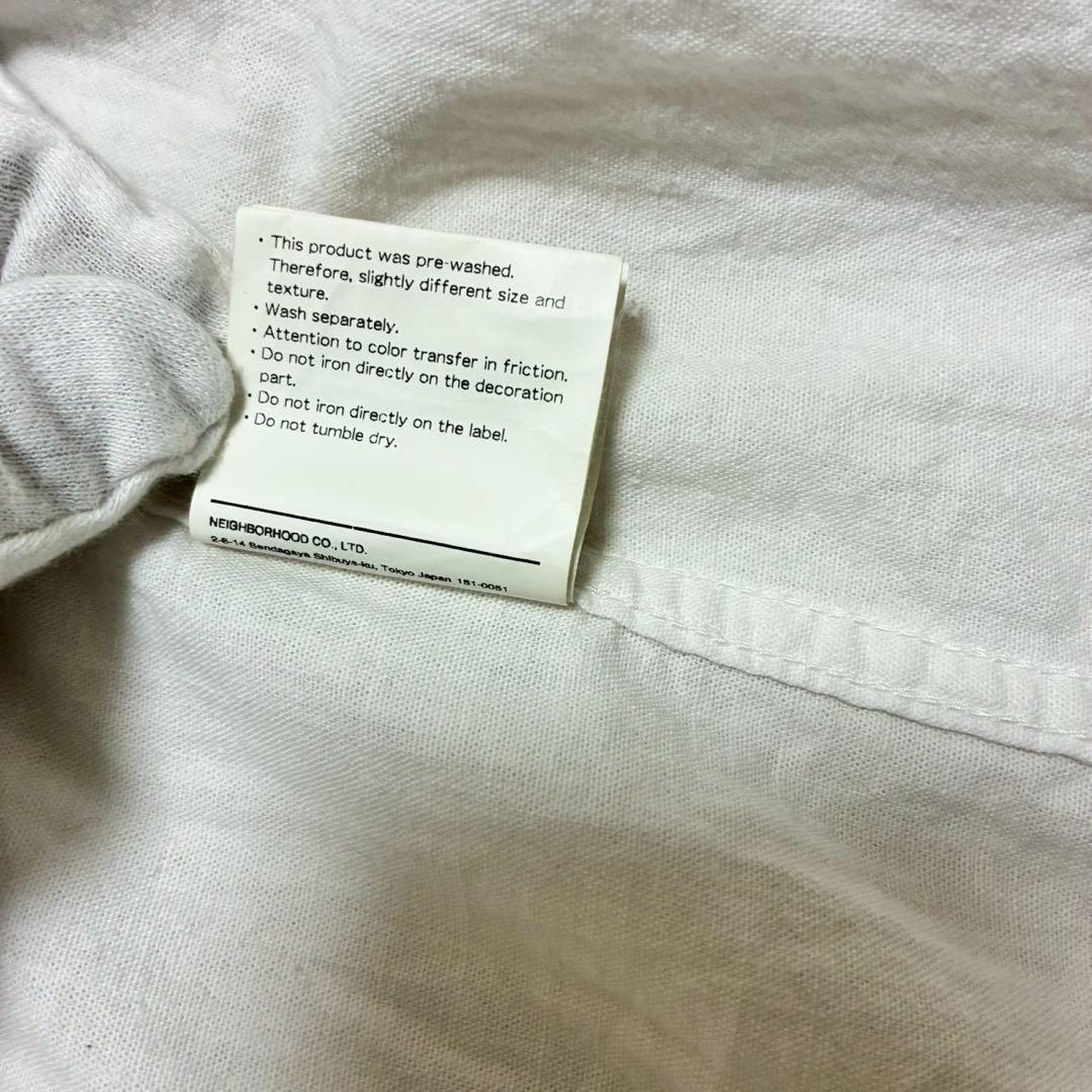 ネイバーフッド　シャンブレーシャツ　ワッペン　アップリケ　両面ロゴ　白　L