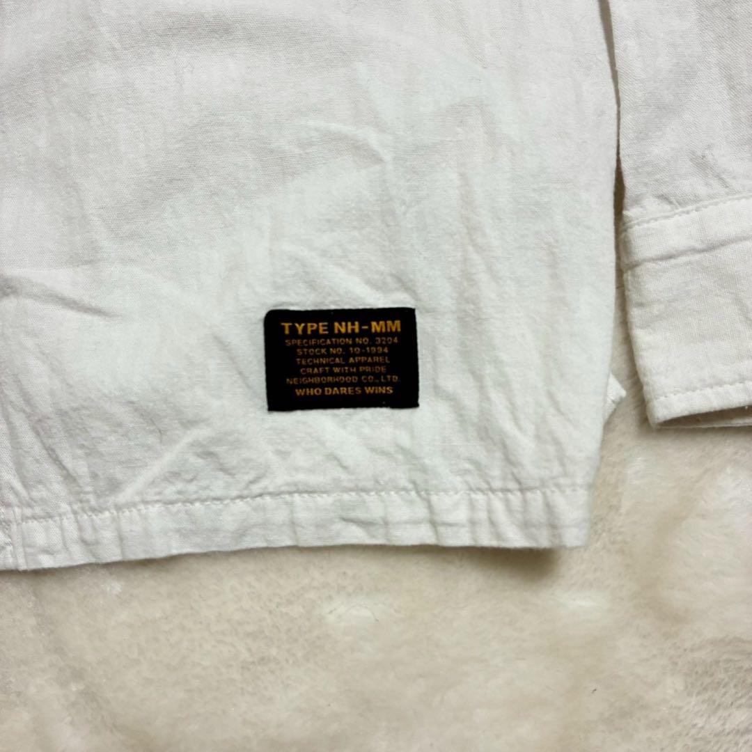 ネイバーフッド　シャンブレーシャツ　ワッペン　アップリケ　両面ロゴ　白　L