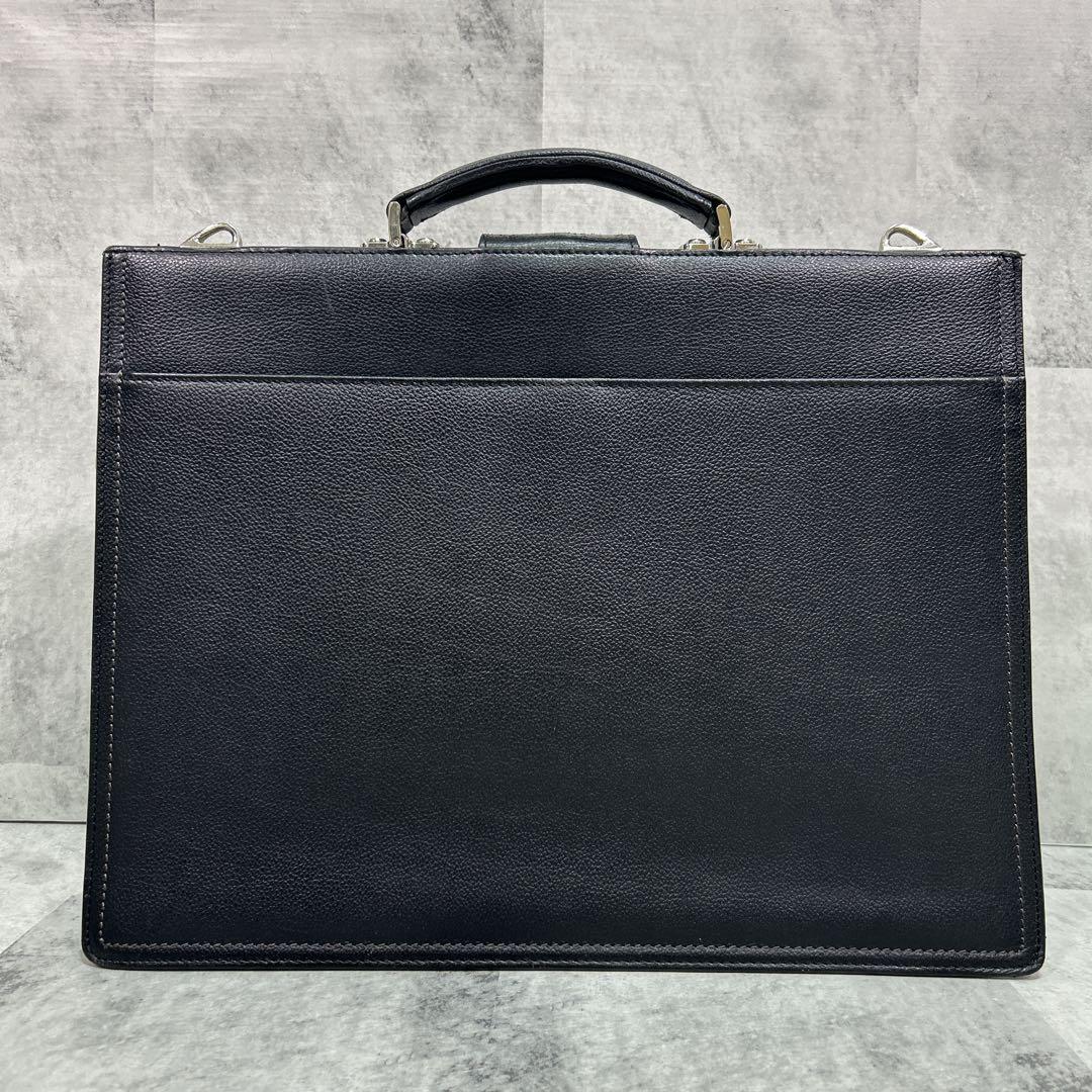 LANVIN ダレスバッグ 本革 2way レザー ブラック 黒 自立 鍵付き