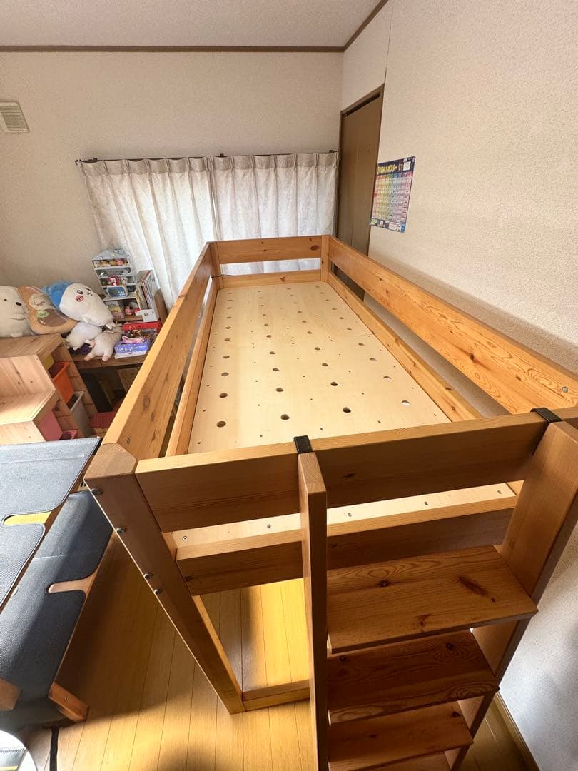 Y(M&C) 無印良品 パイン材 ミドルベット 木製ロフトベッド 階段付