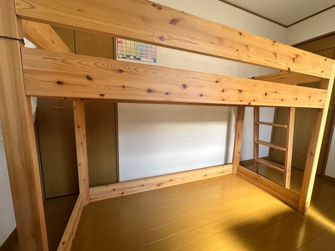 Y(M&C) 無印良品 パイン材 ミドルベット 木製ロフトベッド 階段付