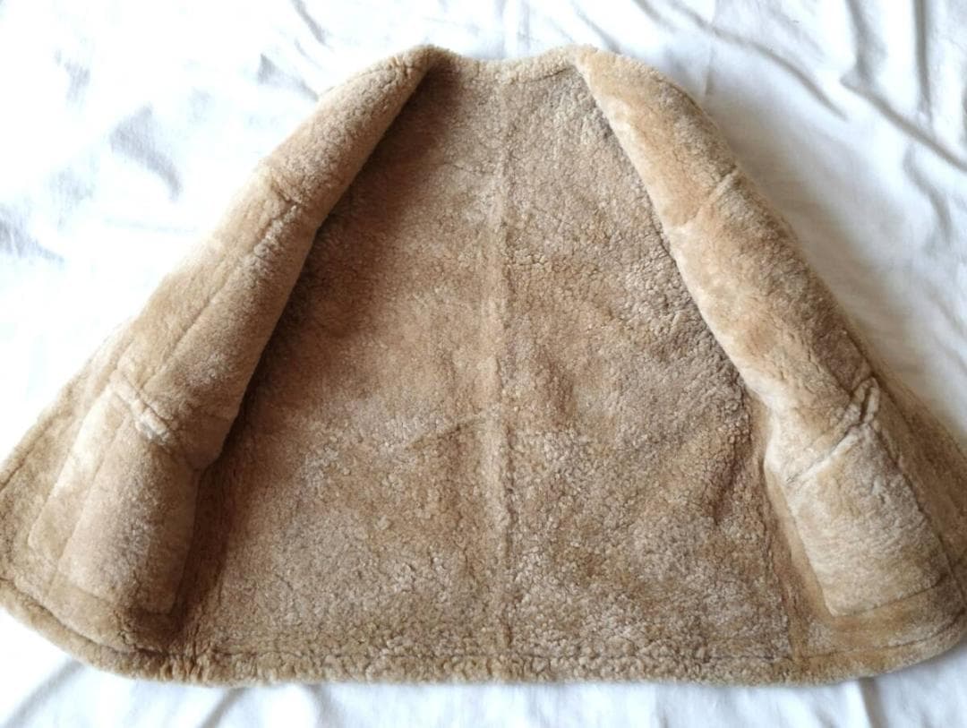 【羊革】リアルムートンパッチワークリバーシブルベスト　８０’ｓ