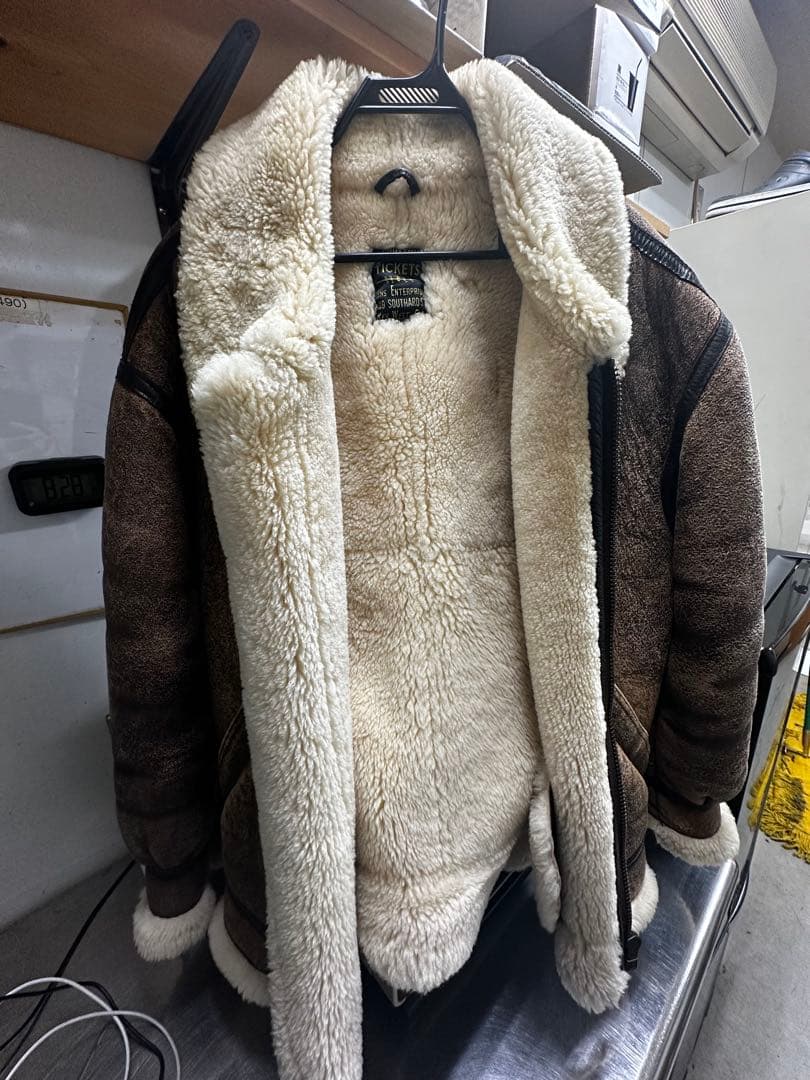 人気✨90's リアルムートン　B-3 シープスキン　レザージャケット　ブラウン