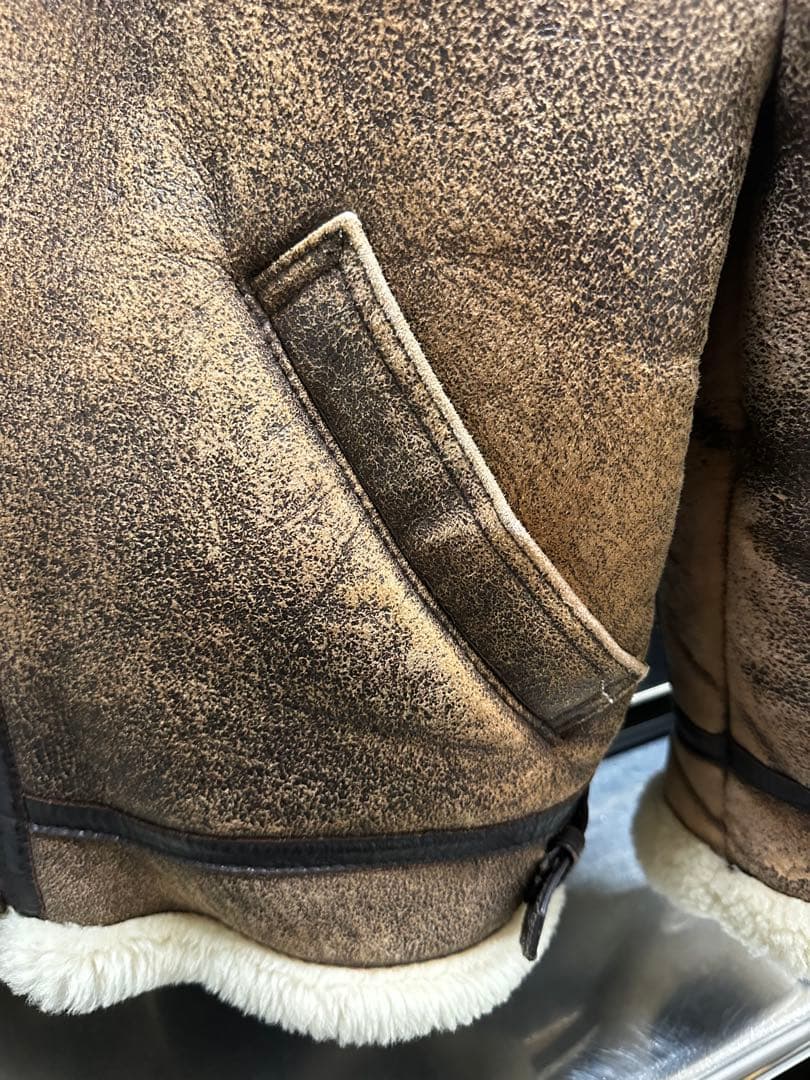 人気✨90's リアルムートン　B-3 シープスキン　レザージャケット　ブラウン