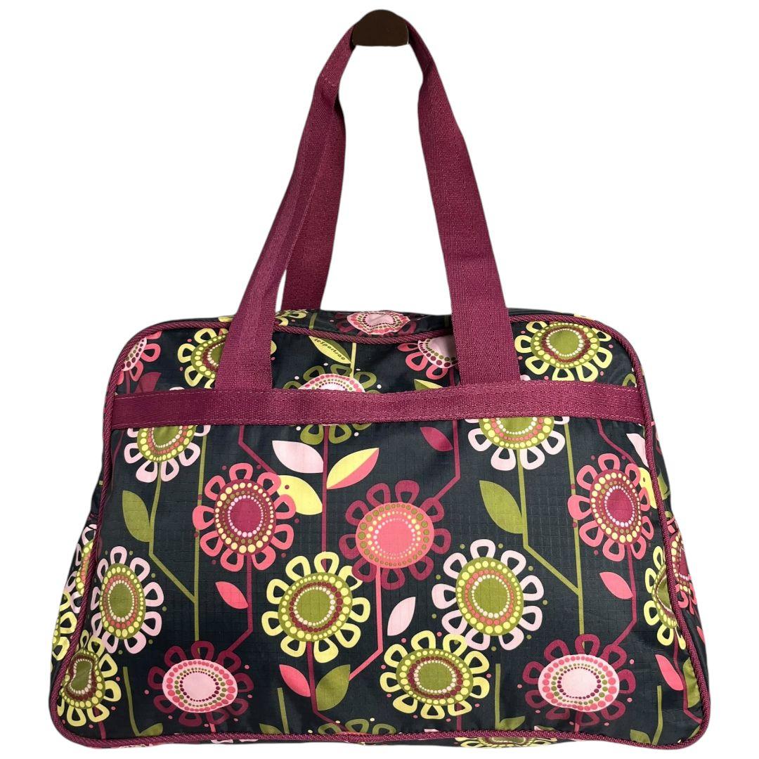 未使用級✨レスポートサック　A4可　ボストンバッグ　ナイロン　花柄　肩掛け　鍵付