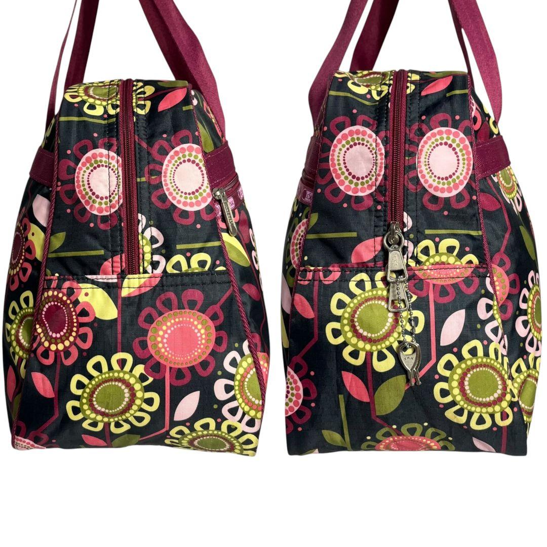 未使用級✨レスポートサック　A4可　ボストンバッグ　ナイロン　花柄　肩掛け　鍵付