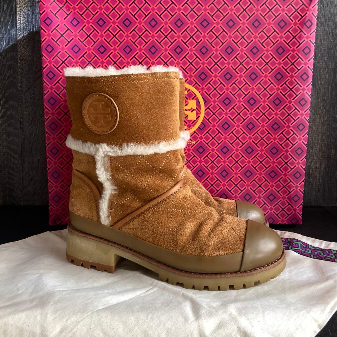 TORY BURCH 美品 ブーツ ムートン キルティング クリーニング済み