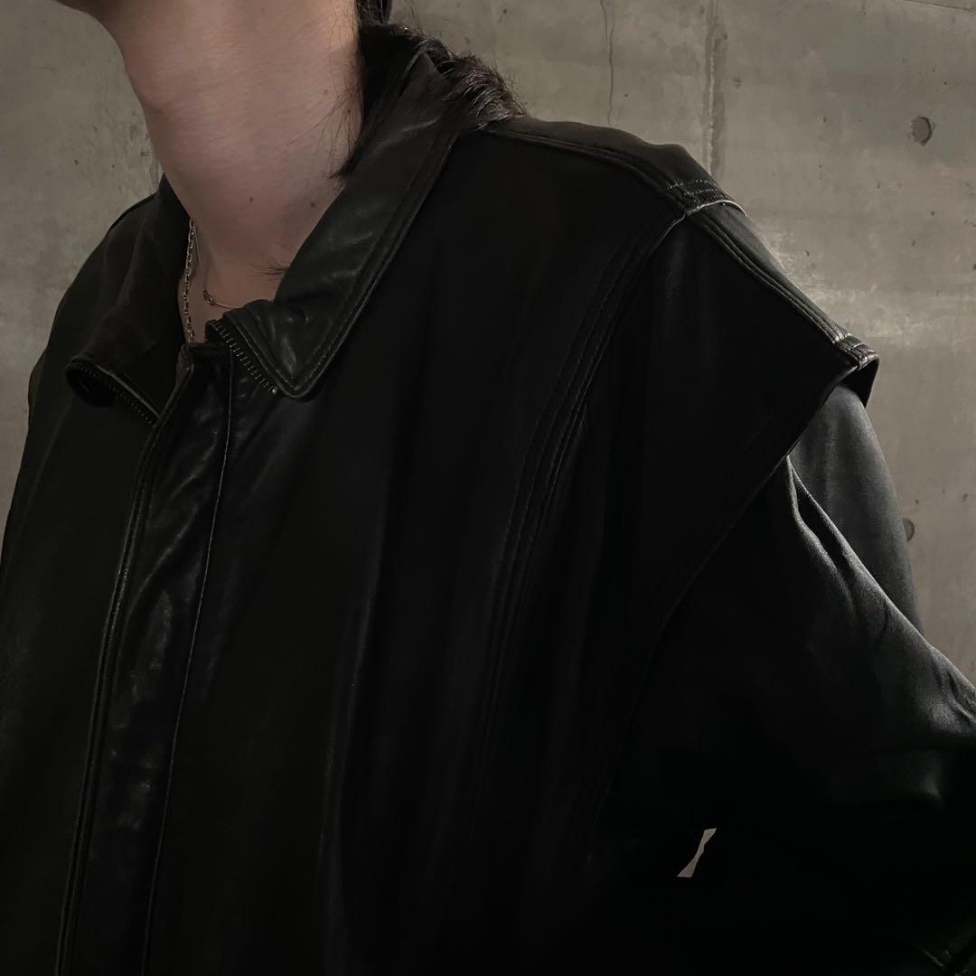 ギミック シープレザー ショート丈ブルゾン ジャケット Y2K アーカイブ 本革