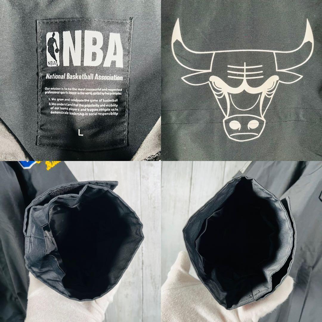 美品 NBA シカゴブルズ マウンテンパーカー 刺繍ロゴ ナイロン ブラック L