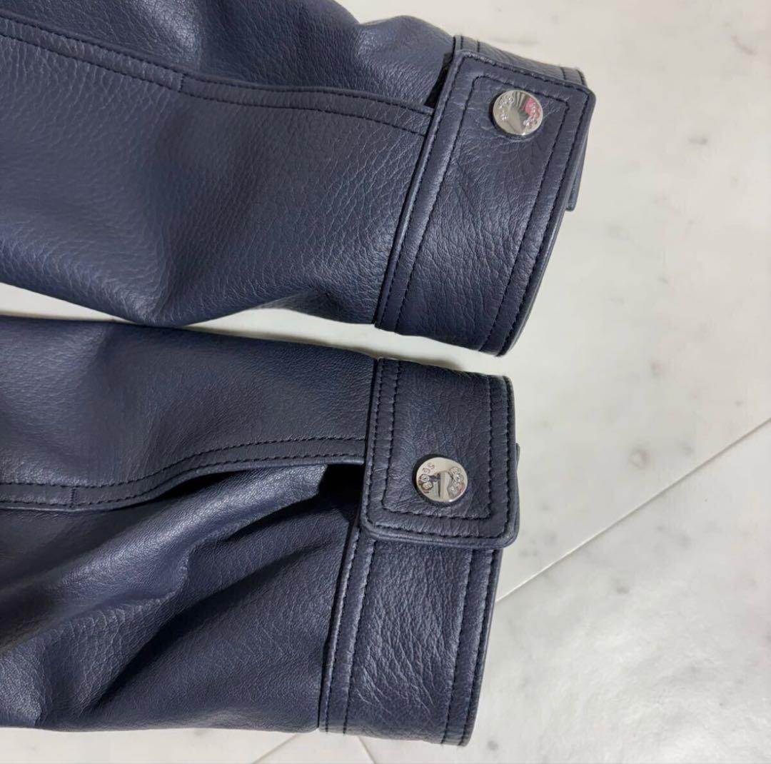 新品未使用タグ付き✨ HUGO BOSS レザージャケット 48 ネイビー L
