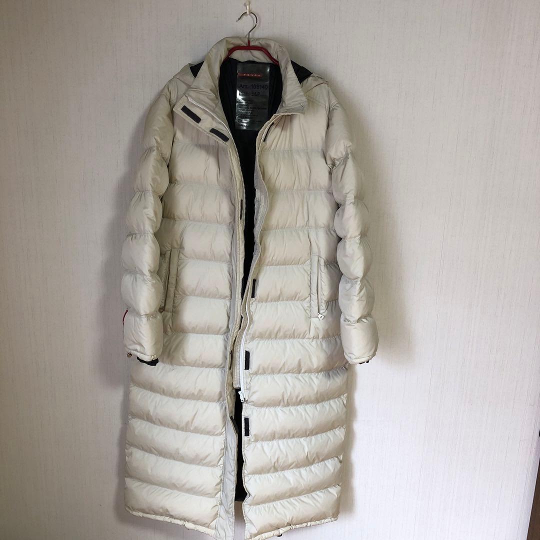 PRADA SPORT【プラダ 】 ロングダウンコート 赤ロゴ