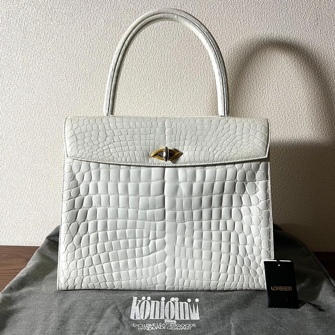 Konigin クーニギン IRV ドイツ クロコダイル ハンドバッグ ホワイト