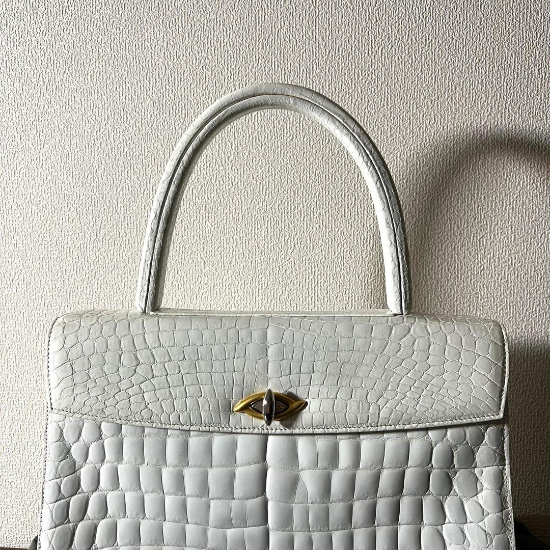 Konigin クーニギン IRV ドイツ クロコダイル ハンドバッグ ホワイト