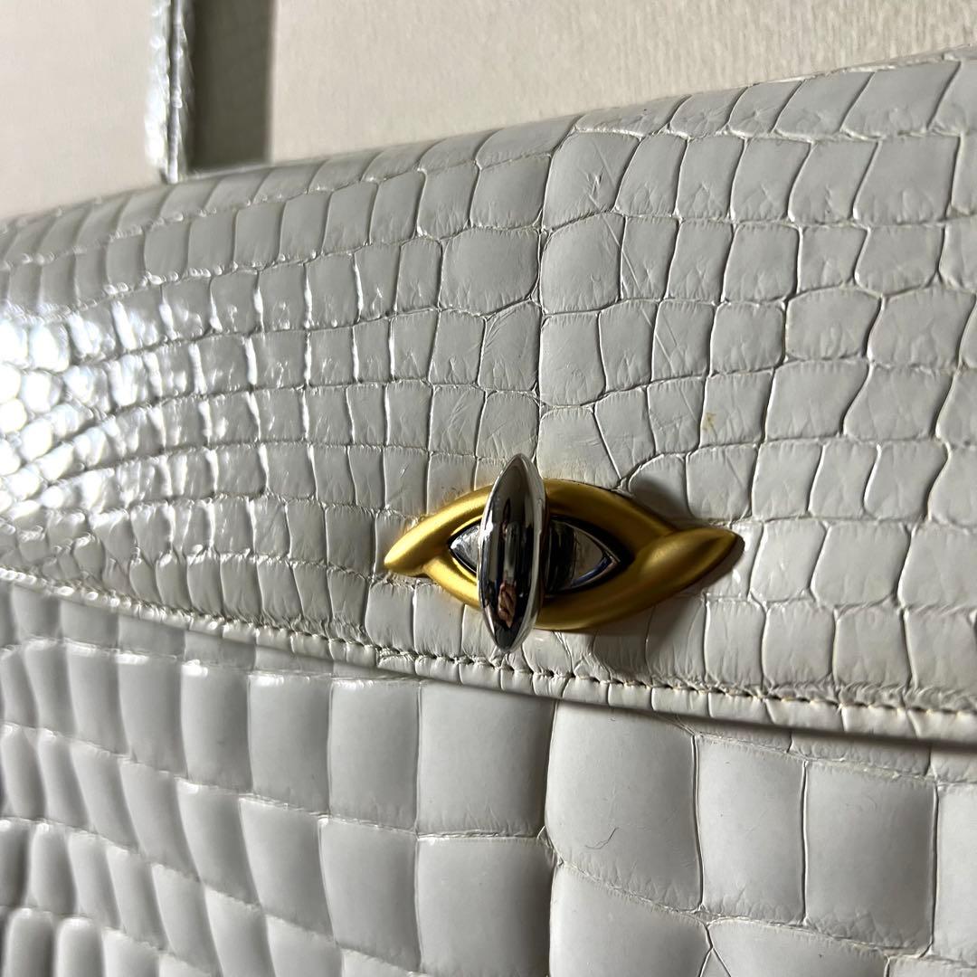 Konigin クーニギン IRV ドイツ クロコダイル ハンドバッグ ホワイト