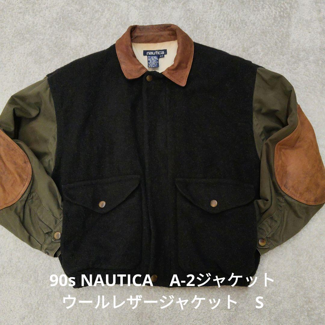 90s NAUTICA A-2 ウールレザーマルチジャケット　Sサイズ